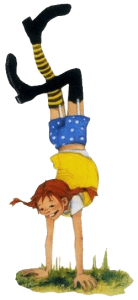 Comic-bild-Pippi-Langstrumpf-handstand